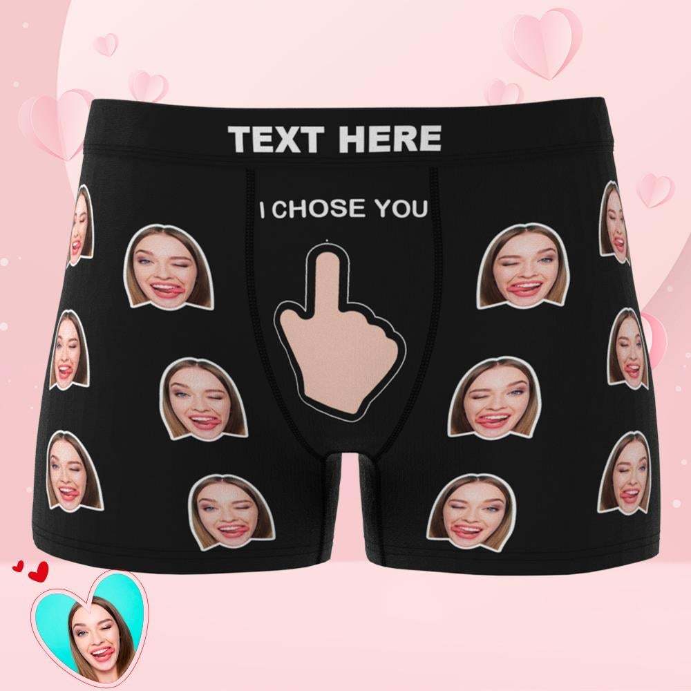 Valentine's Day Gift Custom Face Boxers add Picture Waistband Text Underwear I Chose You