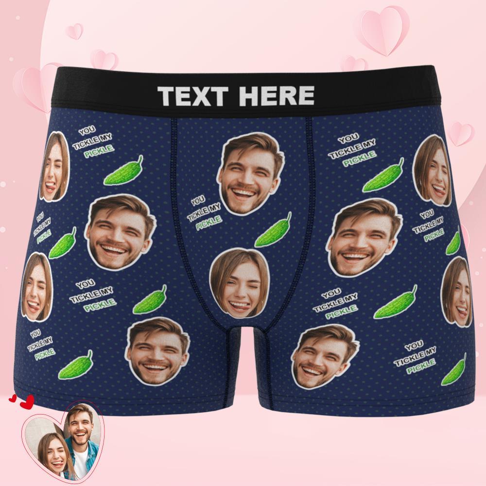 Valentine's Day Gift Custom Face Boxers add Picture Waistband Text Underwear You Tickle My Pickle