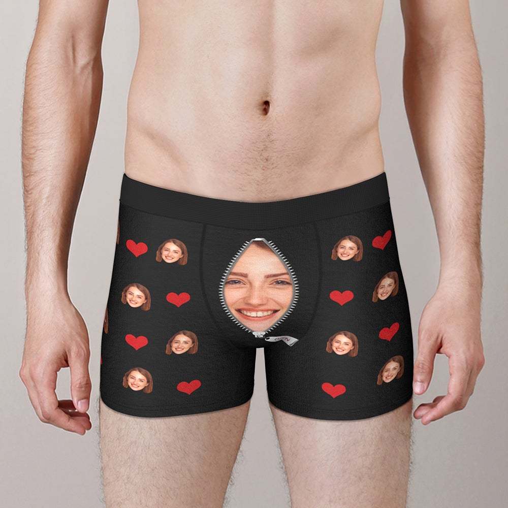 Custom Love Heart Girlfriend Face Boxer Brief Gift For Him Personalized LGBT Gifts - MyFaceSocksEU