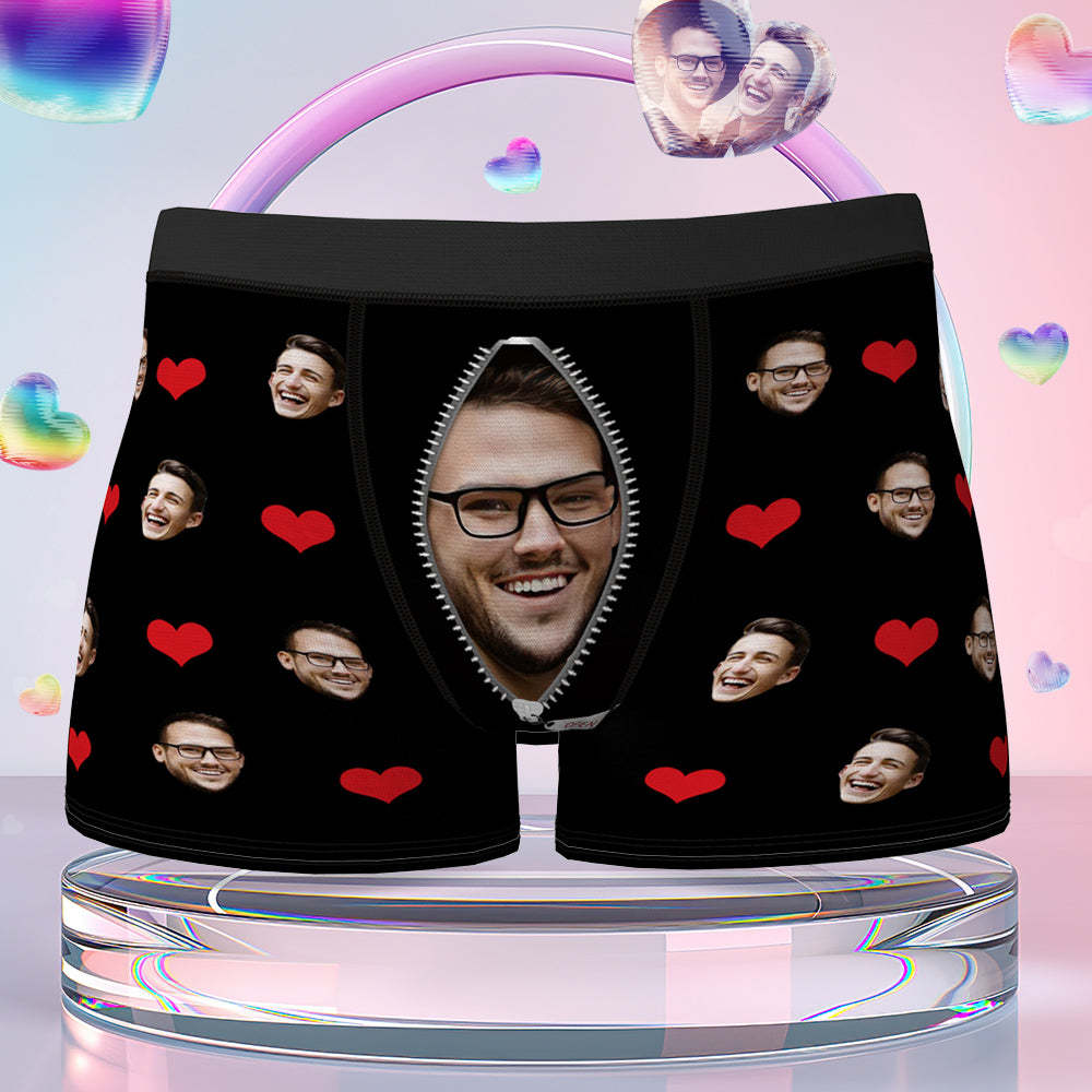 Custom Love Heart Girlfriend Face Boxer Brief Gift For Him Personalized LGBT Gifts - MyFaceSocksEU