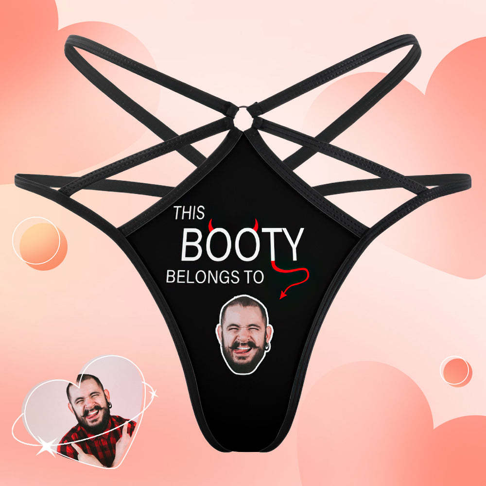 Custom Face Thong Personalized Belongs To Me Women's Funny Sexy Thongs - MyFaceSocksEU