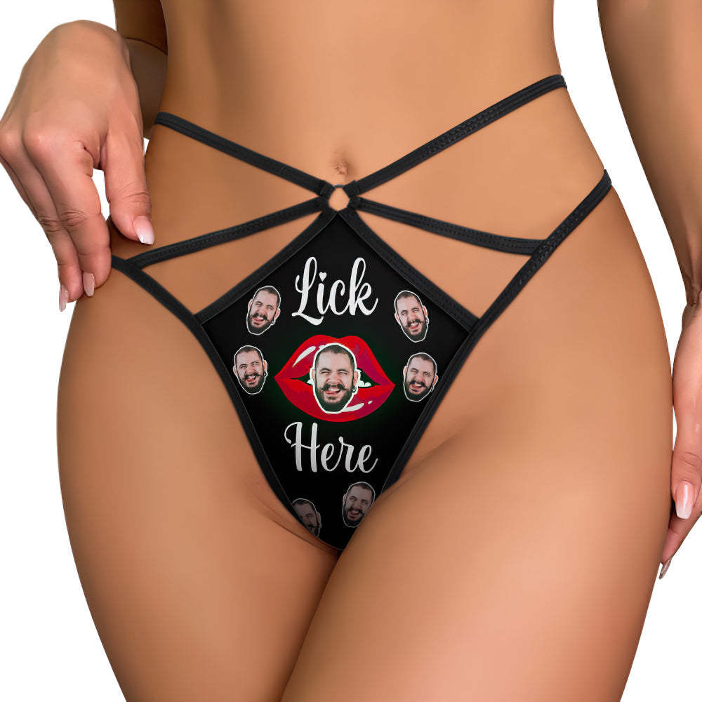Custom Face Thong Personalized Red Kiss Women's Funny Thongs Gift for Her - MyFaceSocksEU