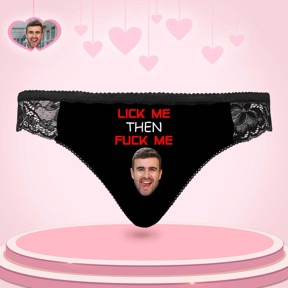 Custom Women Lace Panty Face Sexy Panties Women's Underwear - LICK ME THEN FUCK ME - MyFaceSocksEU