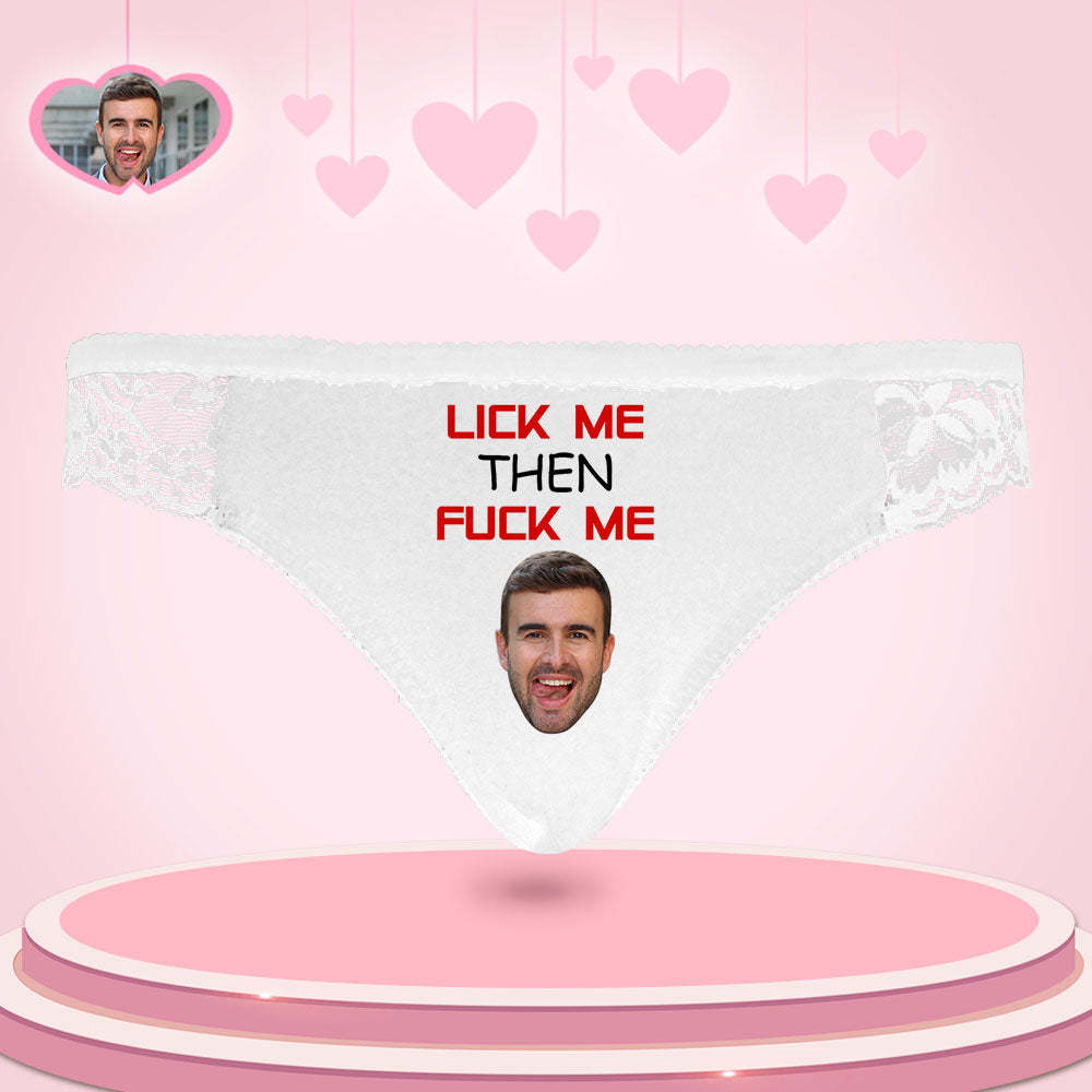 Custom Women Lace Panty Face Sexy Panties Women's Underwear - LICK ME THEN FUCK ME - MyFaceSocksEU