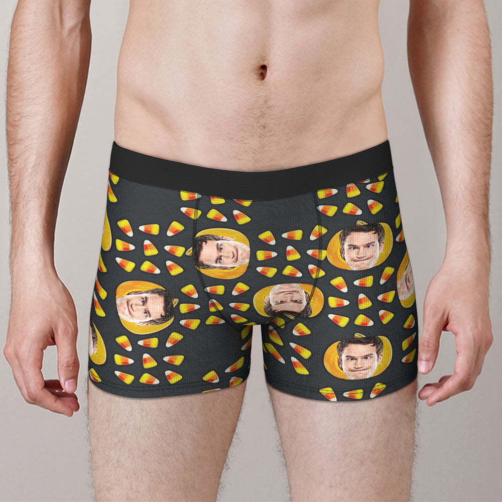 Custom Face Boxer Briefs Personalised Pumpkin Men's Boxer Shorts Halloween Corn Gift For Men - MyFaceSocksEU