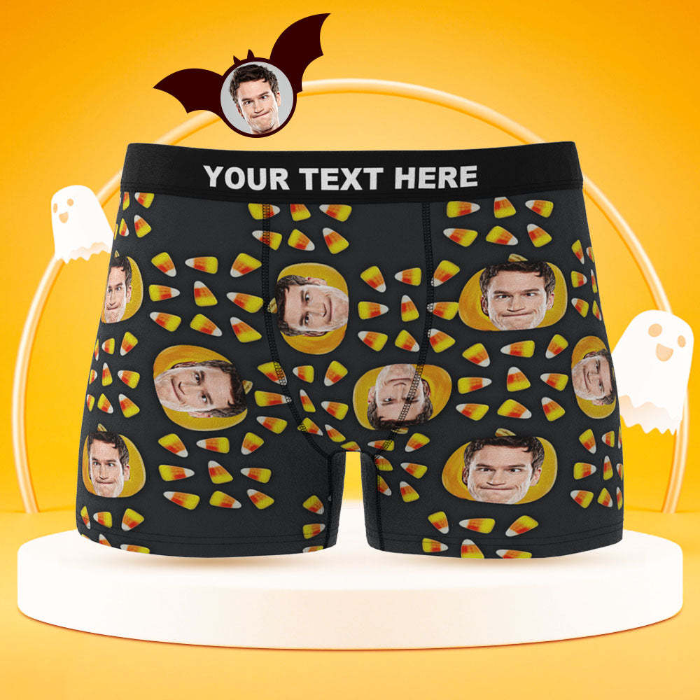 Custom Face Boxer Briefs Personalised Pumpkin Men's Boxer Shorts Halloween Corn Gift For Men - MyFaceSocksEU