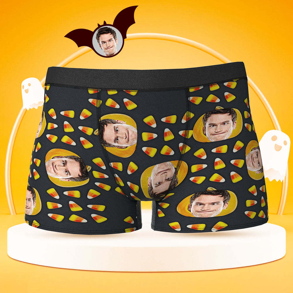 Custom Face Boxer Briefs Personalised Pumpkin Men's Boxer Shorts Halloween Corn Gift For Men - MyFaceSocksEU