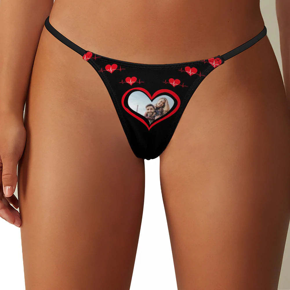 Custom Face Heart Women's Tanga I Love You Women's Novelty Underwear Thong - MyFaceSocksEU