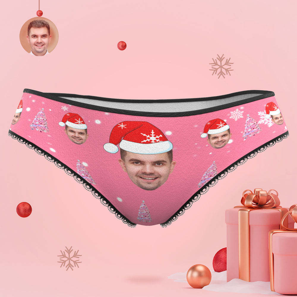 Custom Face Pink Christmas Tree Women's Panties Personalised Pink Christmas Gift - MyFaceSocksEU