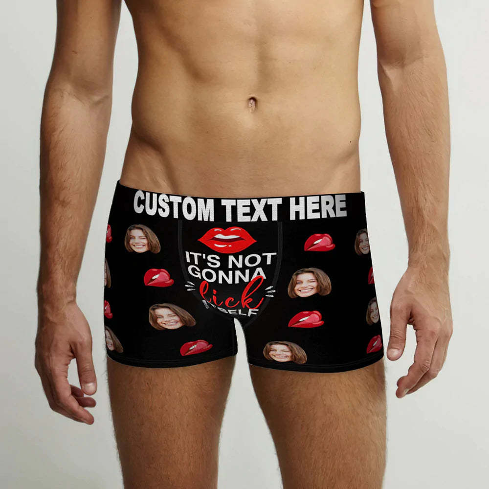 Custom Face Boxer Briefs It's Not Gonna Lick Itself Personalized Naughty Valentine's Day Gift for Him - MyFaceSocksEU