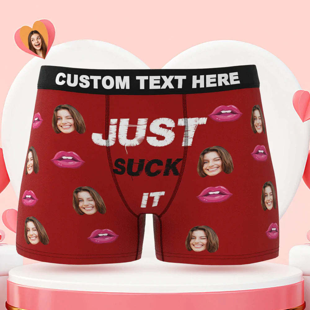 Custom Face Boxer Briefs Just Suck It Personalized Naughty Valentine's Day Gift for Him - MyFaceSocksEU
