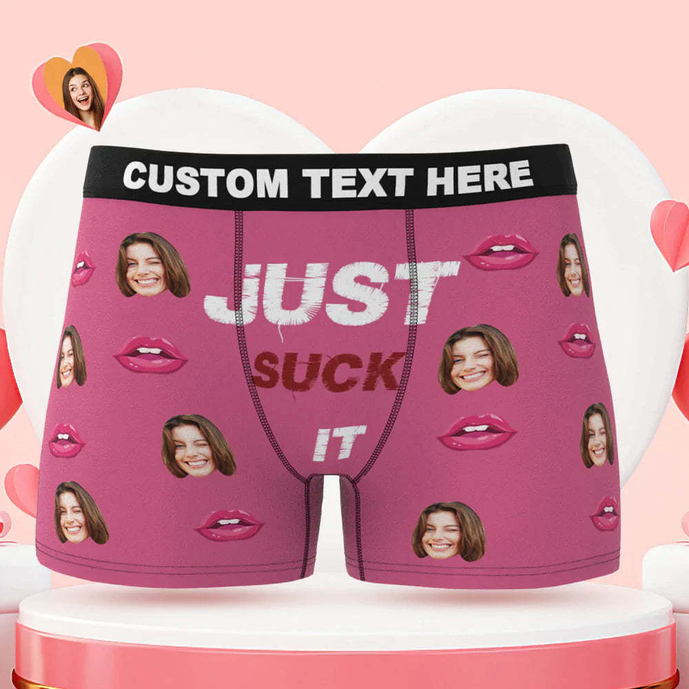Custom Face Boxer Briefs Just Suck It Personalized Naughty Valentine's Day Gift for Him - MyFaceSocksEU