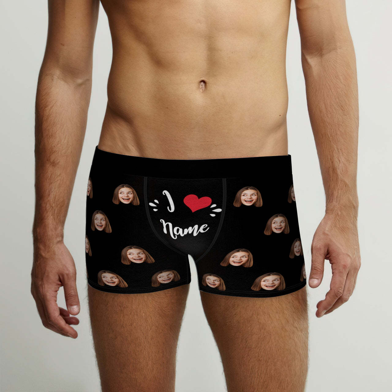 Custom Face Boxer Briefs I Love Name Personalized Naughty Valentine's Day Gift for Him - MyFaceSocksEU