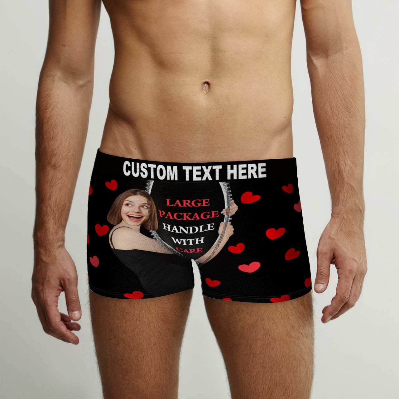 Custom Face on Body Boxer Briefs Large Package Personalized Naughty Valentine's Day Gift for Him - MyFaceSocksEU