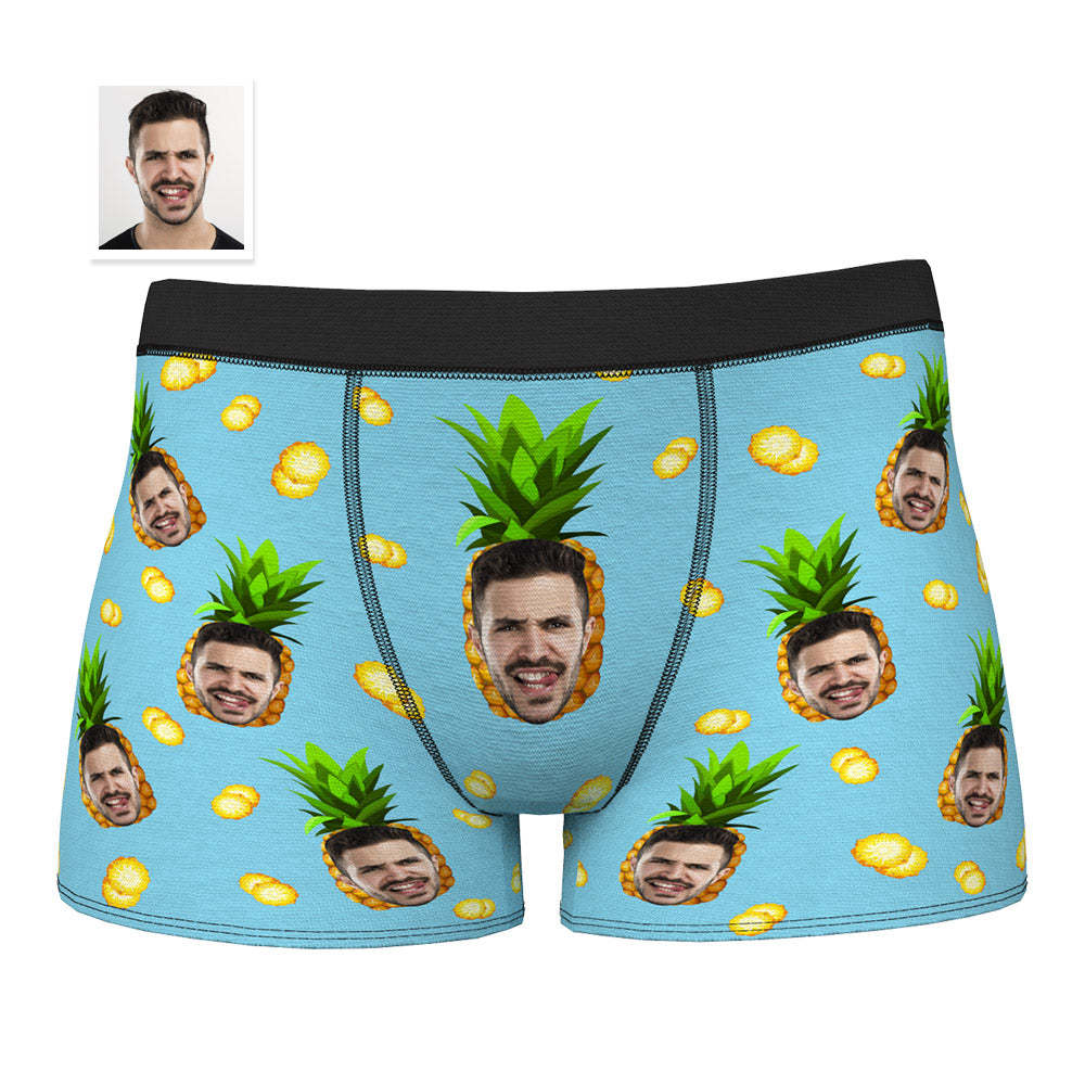 Custom Face On Boxer Shorts Men's Gifts Photo Boxer Briefs - Pineapple - MyFaceSocksEU