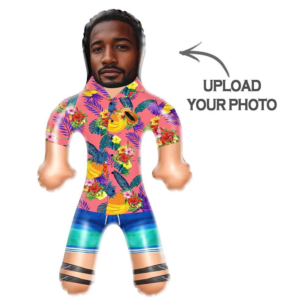 Personalized Blow Up Dolls Hawaiian Shirt Flowers and Fruits Funny Inflatable Man Printed Face for Party Favors - myfacesockseu