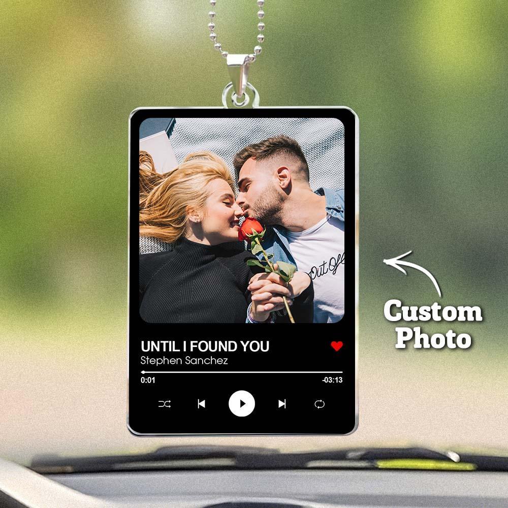 Personalized Photo Rear View Mirror Accessory Favorite Song Title - myfacesockseu