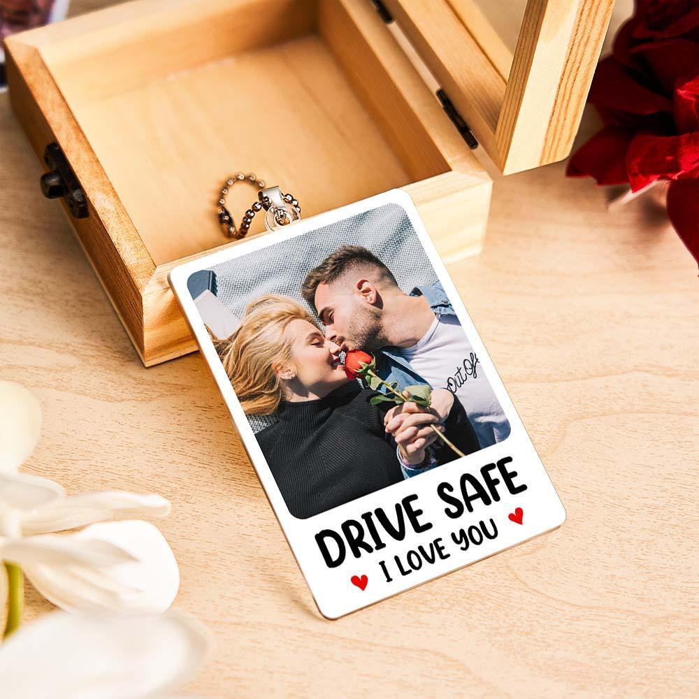 Custom Photo Rear View Drive Safe, I Love You - Personalized Photo Rear View Mirror Accessory - myfacesockseu