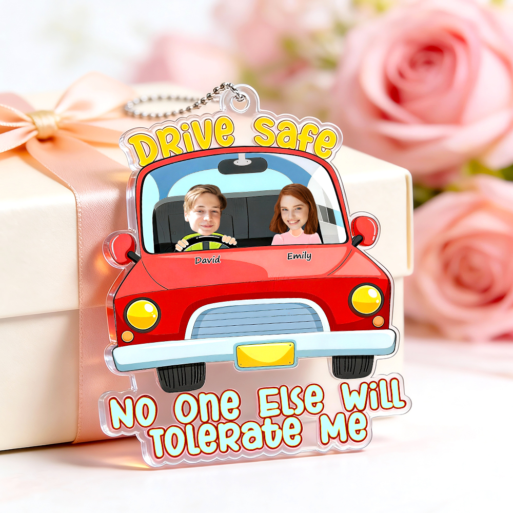 Personalized Acrylic Car Hanger Valentine Gifts for Cute Moment Custom Cartoon Photo Gift for Boyfriend & Girlfriend Family Lovers - myfacesockseu