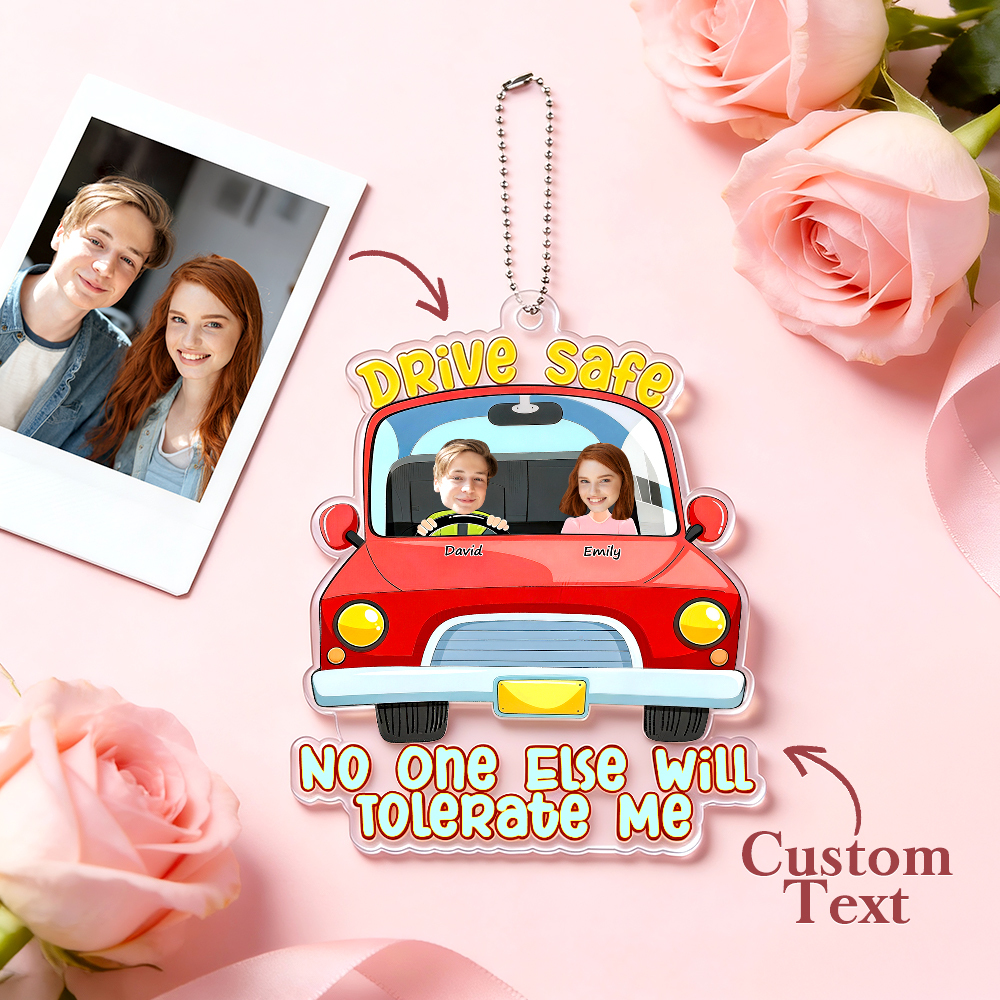 Personalized Acrylic Car Hanger Valentine Gifts for Cute Moment Custom Cartoon Photo Gift for Boyfriend & Girlfriend Family Lovers - myfacesockseu
