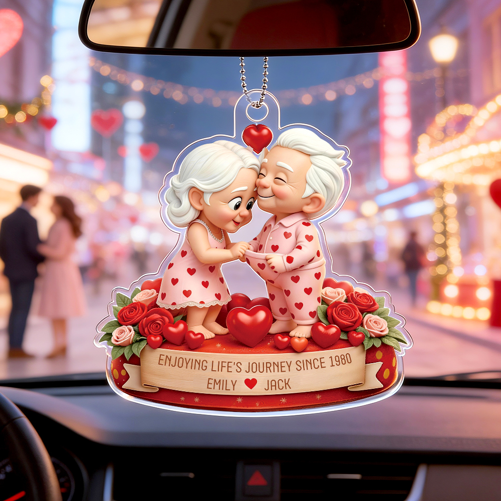 Personalized Acrylic Car Hanger Valentine Gifts for Cute Moment Custom Cartoon Photo Gift for Boyfriend & Girlfriend Family Lovers - myfacesockseu