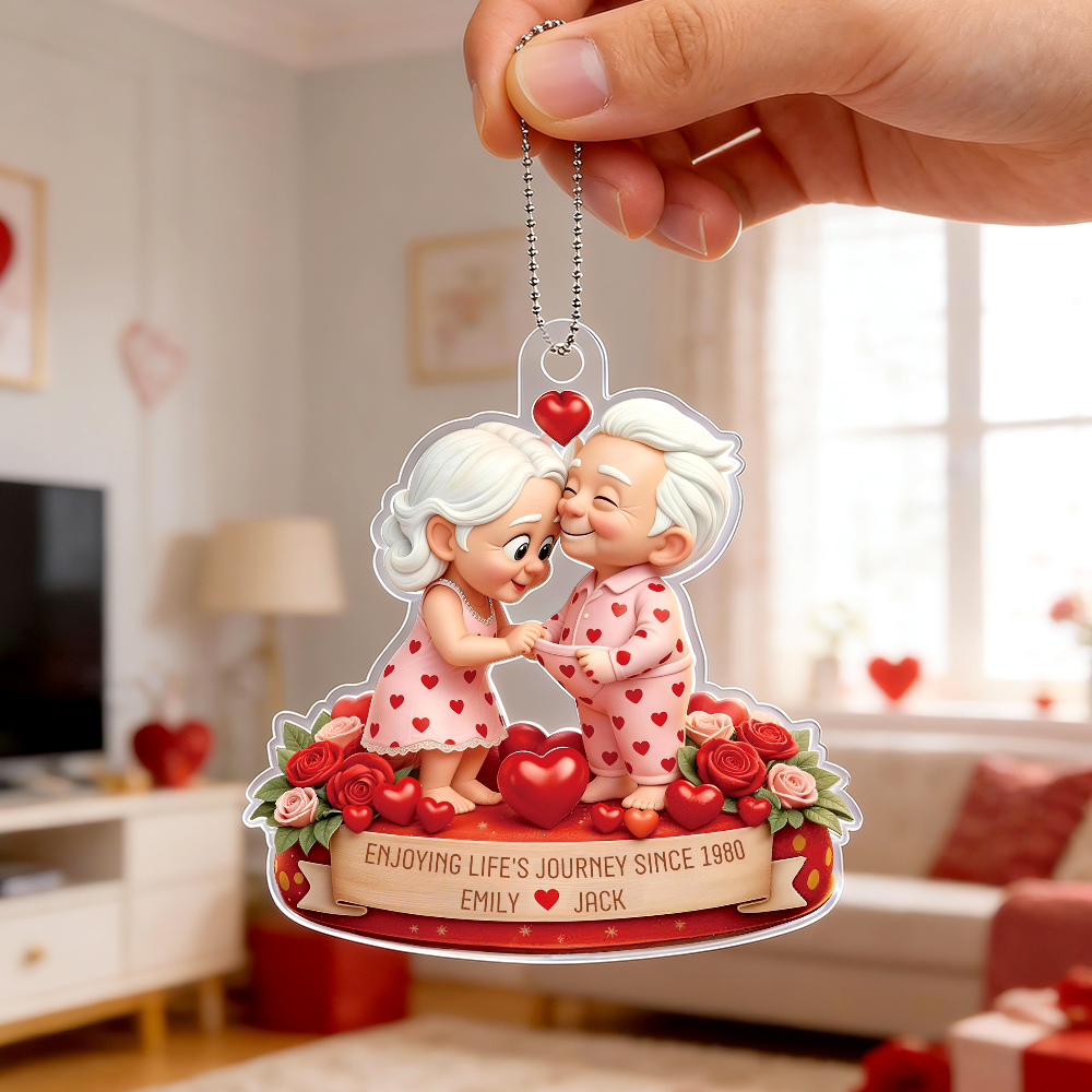 Personalized Acrylic Car Hanger Valentine Gifts for Cute Moment Custom Cartoon Photo Gift for Boyfriend & Girlfriend Family Lovers - myfacesockseu