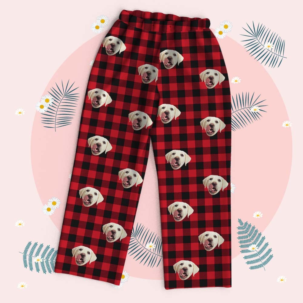 Custom Pet Lover Face Long Sleeve Sleepwear Christmas Face Pajamas Personalized Photo Blue Santa Pajamas Gift - myfacesockseu