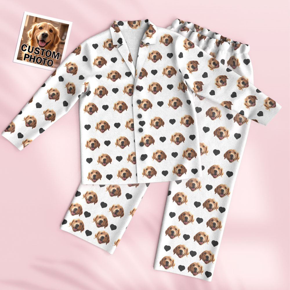Custom Face Long Sleeve Pajamas Sleepwear Set Personalized Photo Heart Pajamas - myfacesockseu