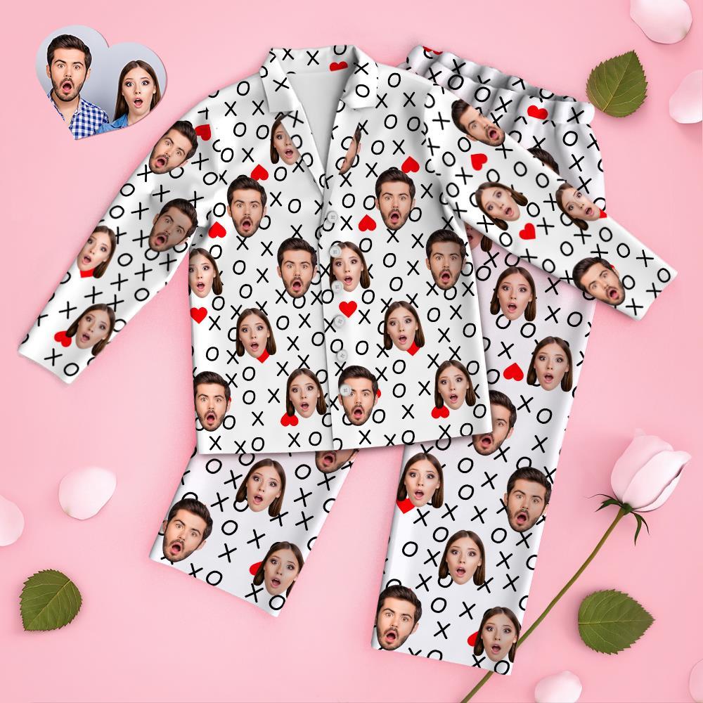 Custom Face Long Sleeve Pajamas Sleepwear Set - Hugs and Kisses