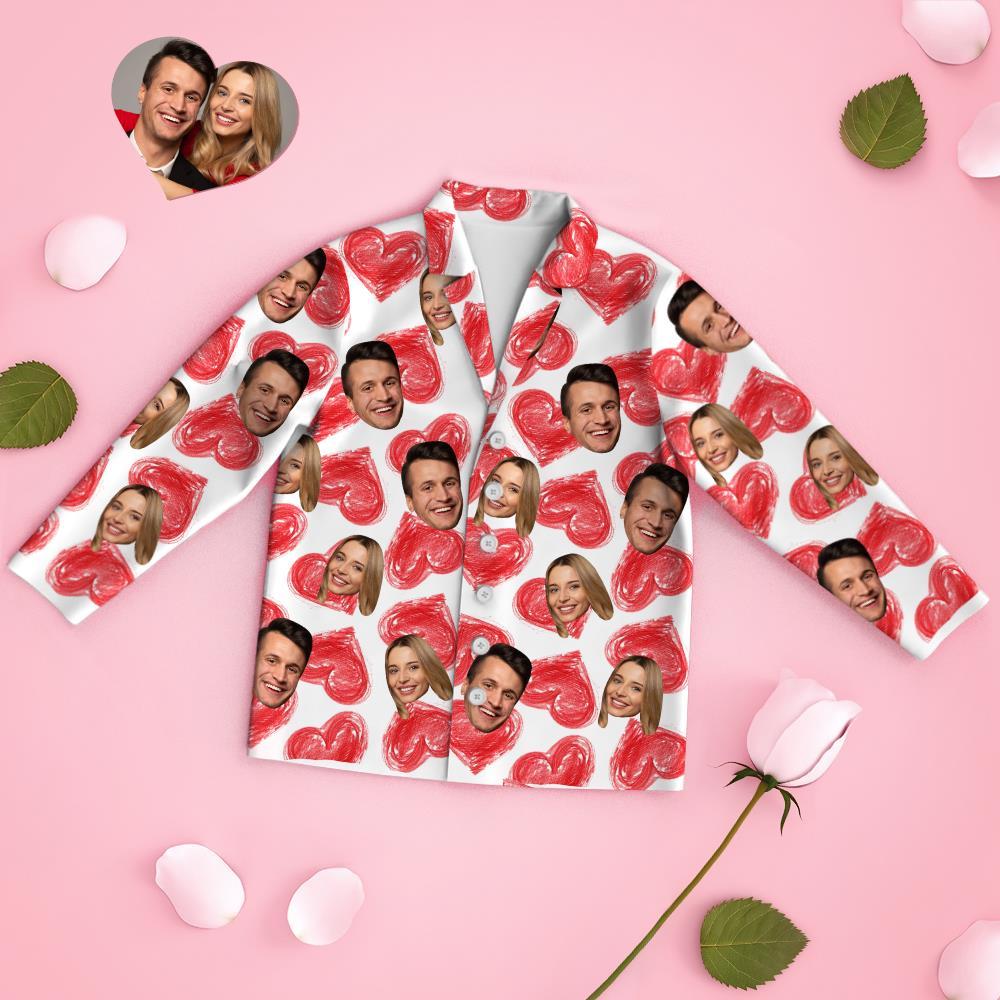 Custom Face Long Sleeve Pajamas Sleepwear Set - Sweet Heart