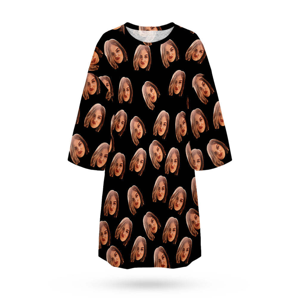 Custom Photo Face Nightdress Personalized Women's Oversized Colorful Nightshirt Gifts For Women - MyFaceSocksEU