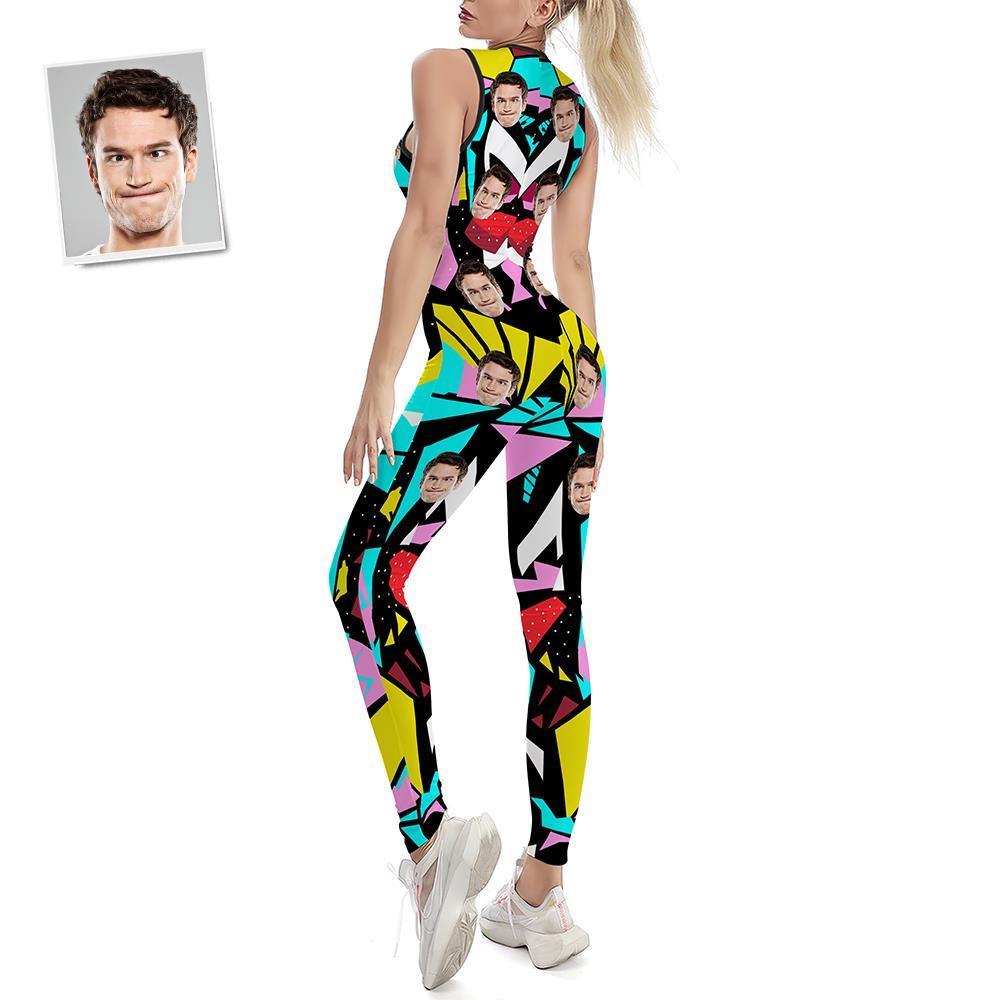 Custom Face Women's Yoga Jumpsuit Stretch Yoga Gym Fitness Dancing Costume - Floral Catsuit - MyFaceSocksEU