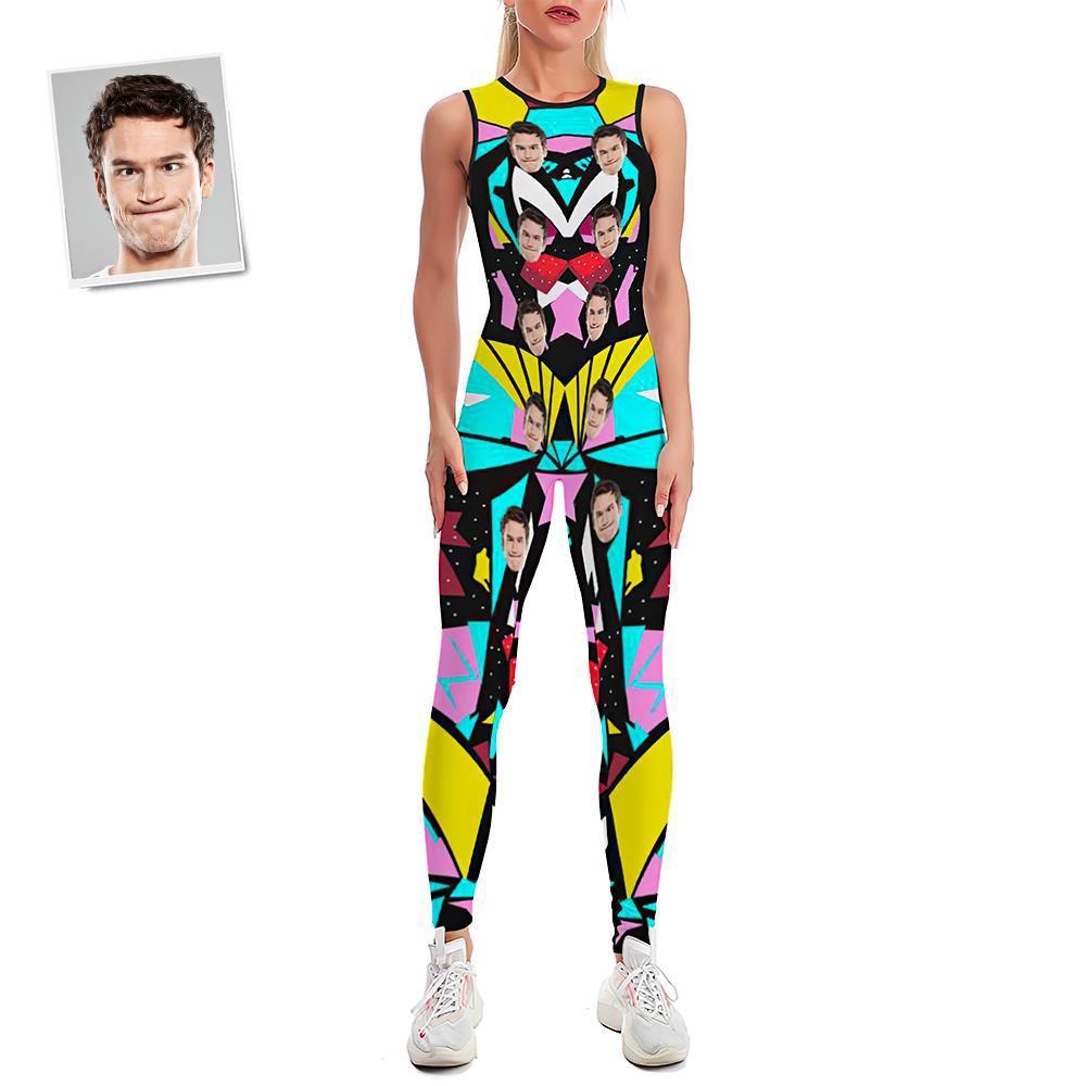 Custom Face Women's Yoga Jumpsuit Stretch Yoga Gym Fitness Dancing Costume - Floral Catsuit - MyFaceSocksEU