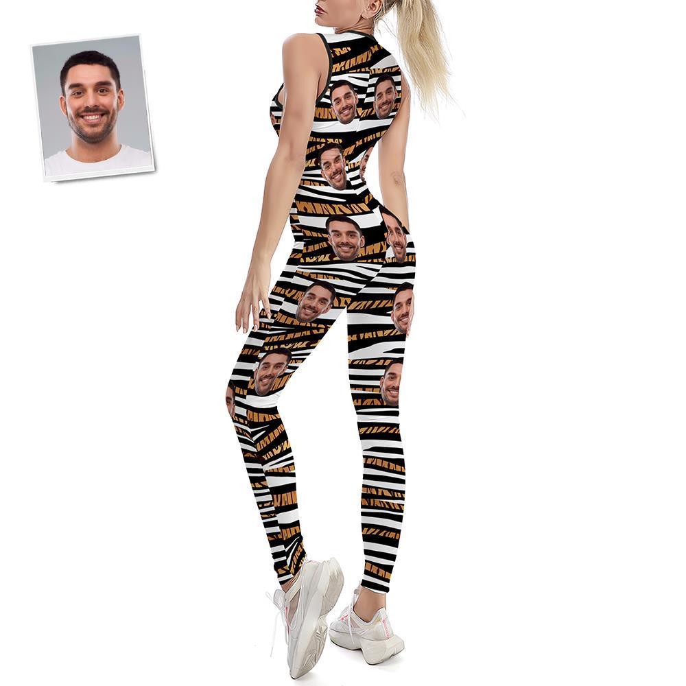 Custom Face Women's Yoga Jumpsuit Stretch Yoga Gym Fitness Dancing Costume - White Tiger - MyFaceSocksEU