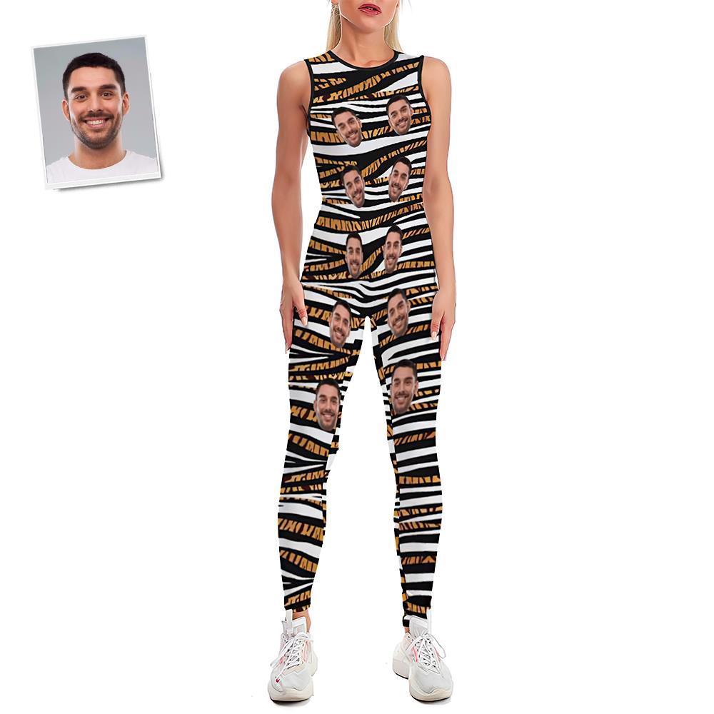 Custom Face Women's Yoga Jumpsuit Stretch Yoga Gym Fitness Dancing Costume - White Tiger - MyFaceSocksEU