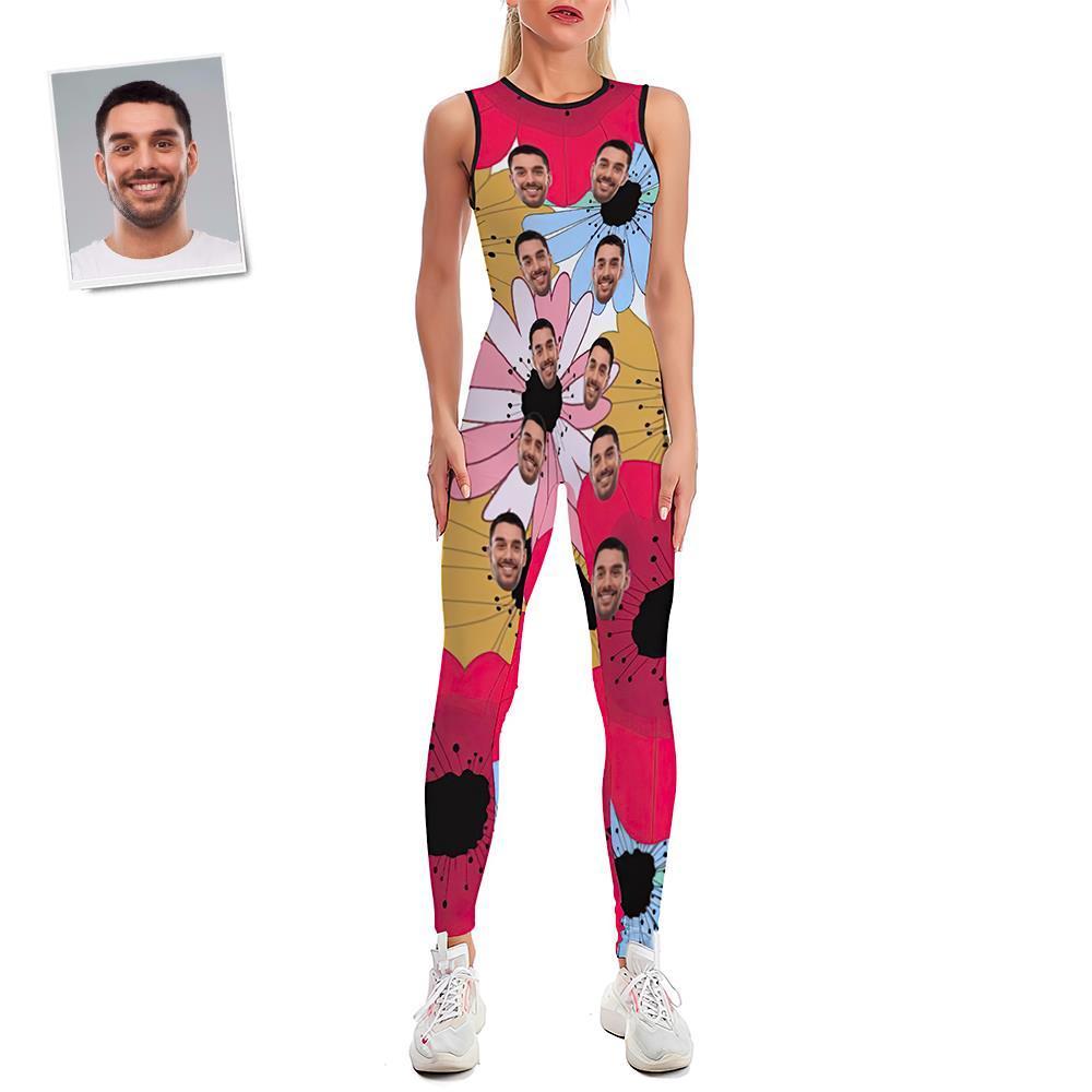 Custom Face Women's Yoga Jumpsuit Stretch Yoga Gym Fitness Dancing Costume - Floral - MyFaceSocksEU