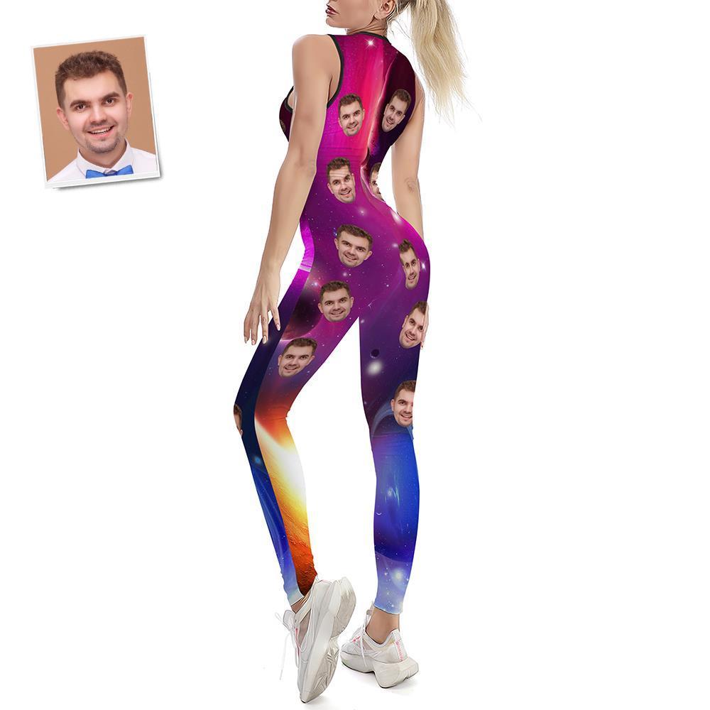 Custom Face Women's Yoga Jumpsuit Stretch Yoga Gym Fitness Dancing Costume - Galaxy - MyFaceSocksEU