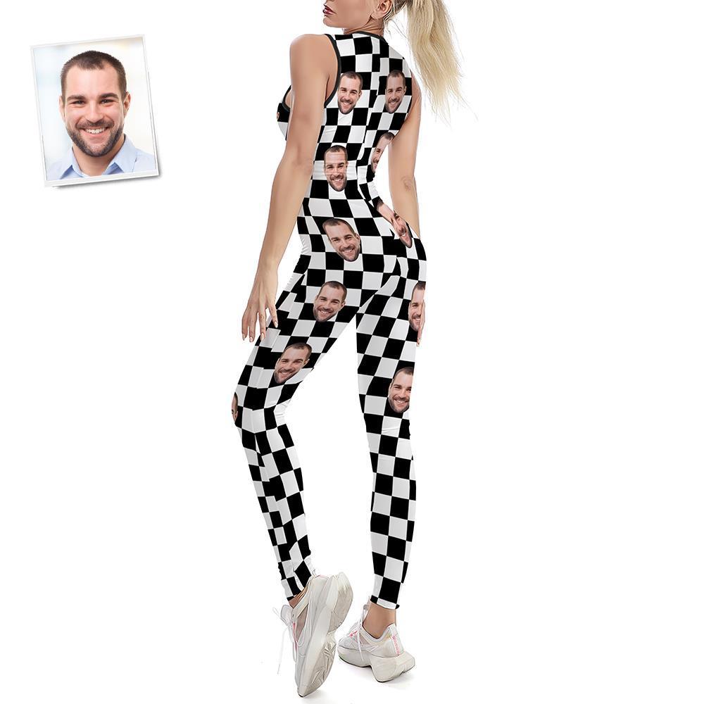 Custom Face Women's Yoga Jumpsuit Stretch Yoga Gym Fitness Dancing Costume - 3d Grid - MyFaceSocksEU