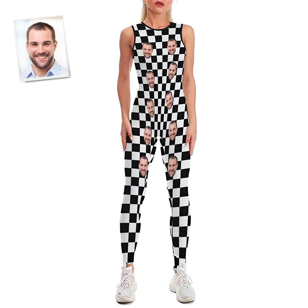 Custom Face Women's Yoga Jumpsuit Stretch Yoga Gym Fitness Dancing Costume - 3d Grid - MyFaceSocksEU