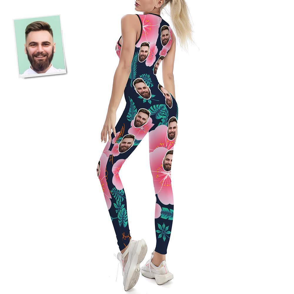 Custom Face Women's Yoga Jumpsuit Stretch Yoga Gym Fitness Dancing Costume - Hawaiian Flower - MyFaceSocksEU