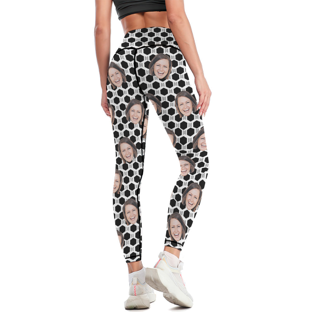 Custom Woman's Face Leggings Yoga Pants - Lattice