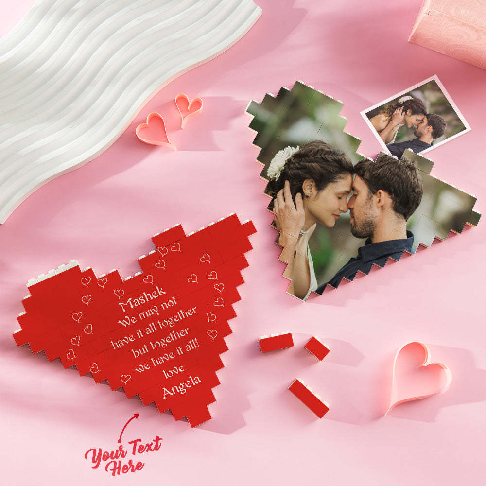 Custom Building Block Puzzle Heart Shape Photo Brick Valentine Gift for Lover - MyFaceSocksEU