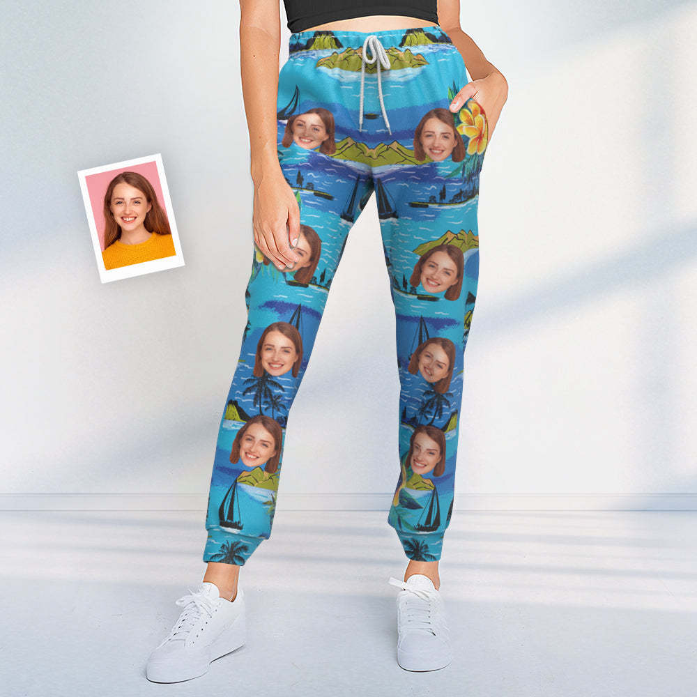 Custom Face Sweatpants Personalized Unisex Joggers Hawaiian Style - MyFaceSocksEU