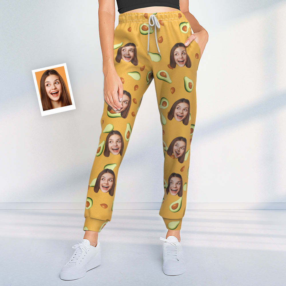 Custom Face Sweatpants Personalized Unisex Joggers Avocado Design - MyFaceSocksEU