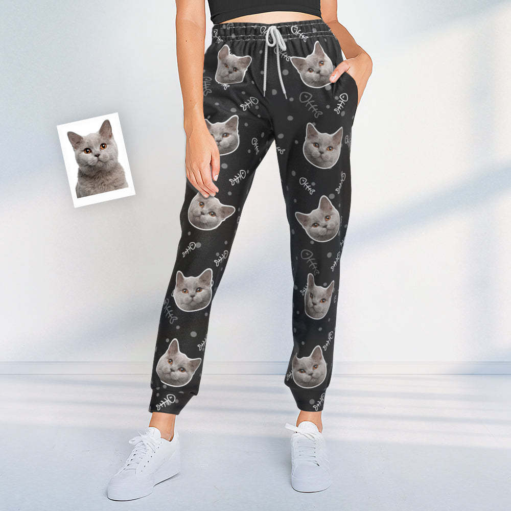 Custom Cat Face Sweatpants Unisex Joggers Gift For Pet Lovers - MyFaceSocksEU