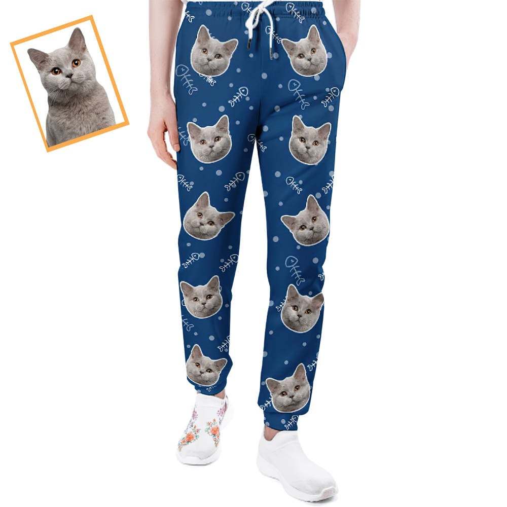 Custom Cat Face Sweatpants Unisex Joggers Gift For Pet Lovers - MyFaceSocksEU