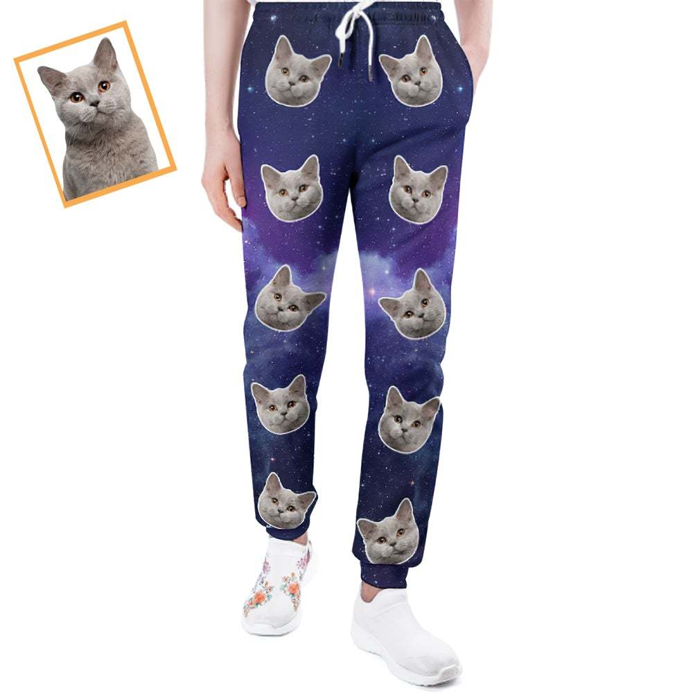 Custom Cat Face Sweatpants Unisex Joggers Universe Style - MyFaceSocksEU