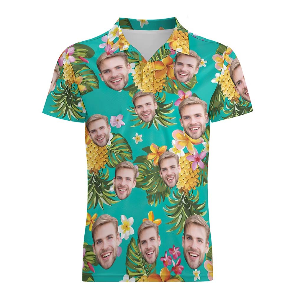 Custom Polo Shirt Hawaiian Golf Polo Shirts Holiday Gift Pineapples - MyFaceSocksEU