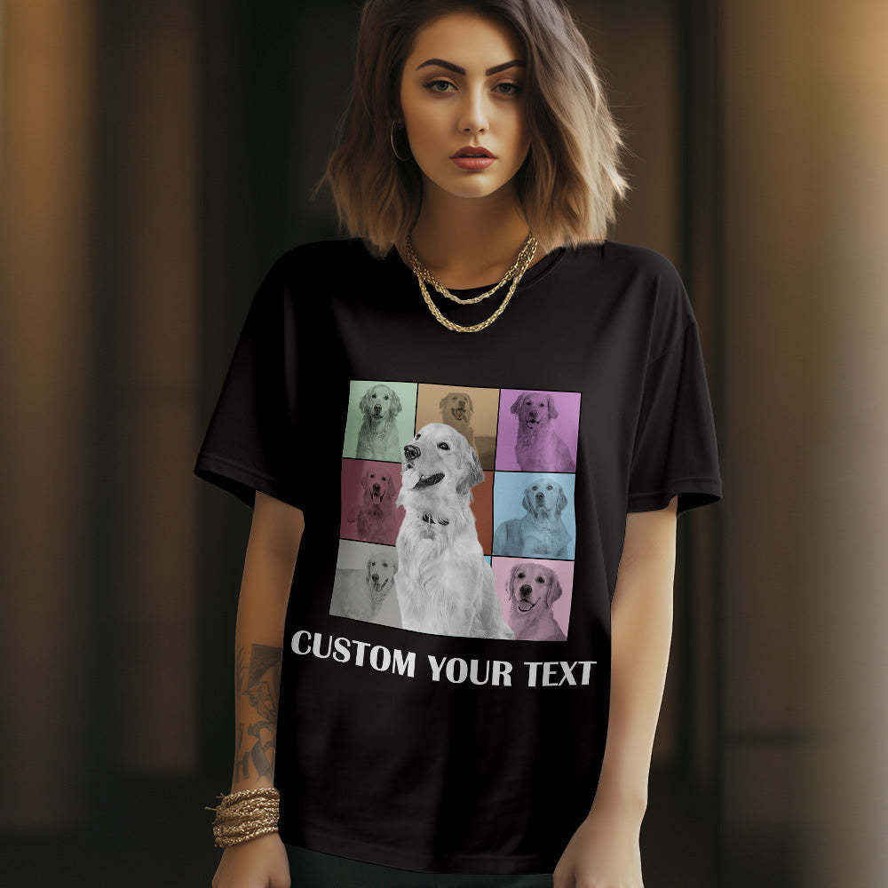Custom Your Photo and Text Shirt Personalised Dog Photo Shirt Custom Multi Pet Portrait Shirt - MyFaceSocksEU