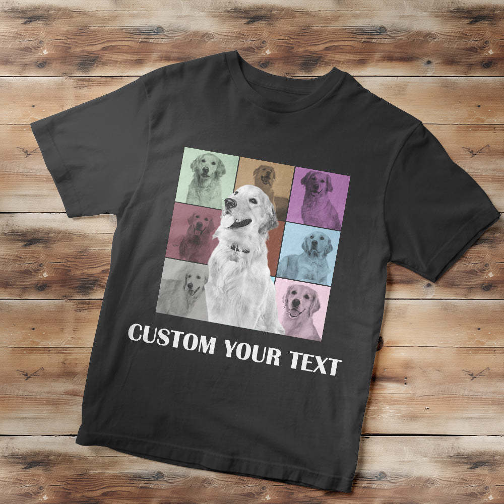 Custom Your Photo and Text Shirt Personalised Dog Photo Shirt Custom Multi Pet Portrait Shirt - MyFaceSocksEU